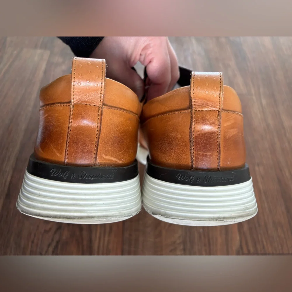 Wolf and Shepherd Tan Honey Leather Calfskin Crossover Longwing Shoes